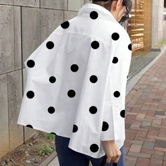 Casual Women's Polka Dot Long Sleeve blouse - Picture 4 of 9